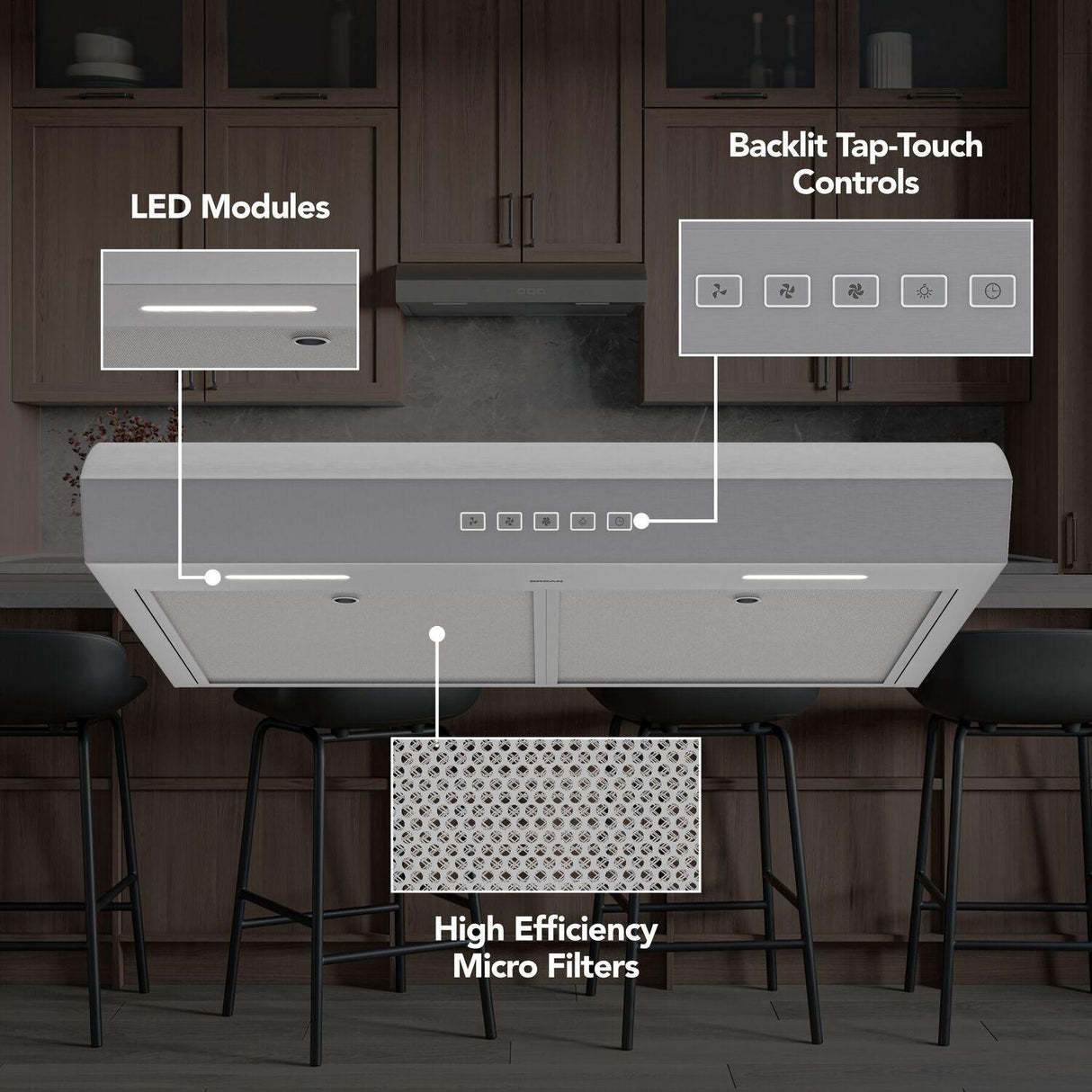 Broan-NuTone 30-Inch Under Cabinet Range Hood, ENERGY STAR, 350 Max Blower CFM, Stainless Steel