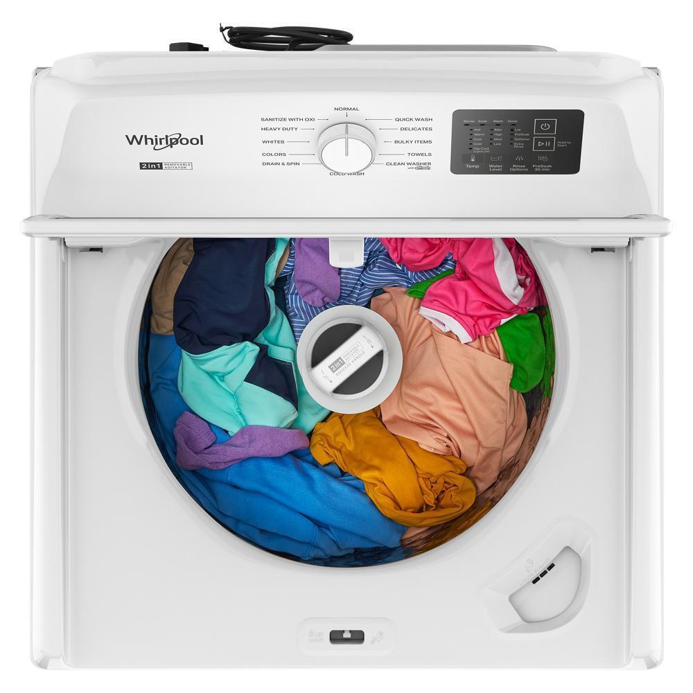 4.2-4.3 Cu. Ft. Whirlpool® Top Load Washer with 2-in-1 Removable Agitator and Soft Close Glass Lid