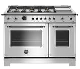 48 inch Dual Fuel Range, 6 Brass Burners and Griddle, Electric Self Clean Oven Stainless Steel