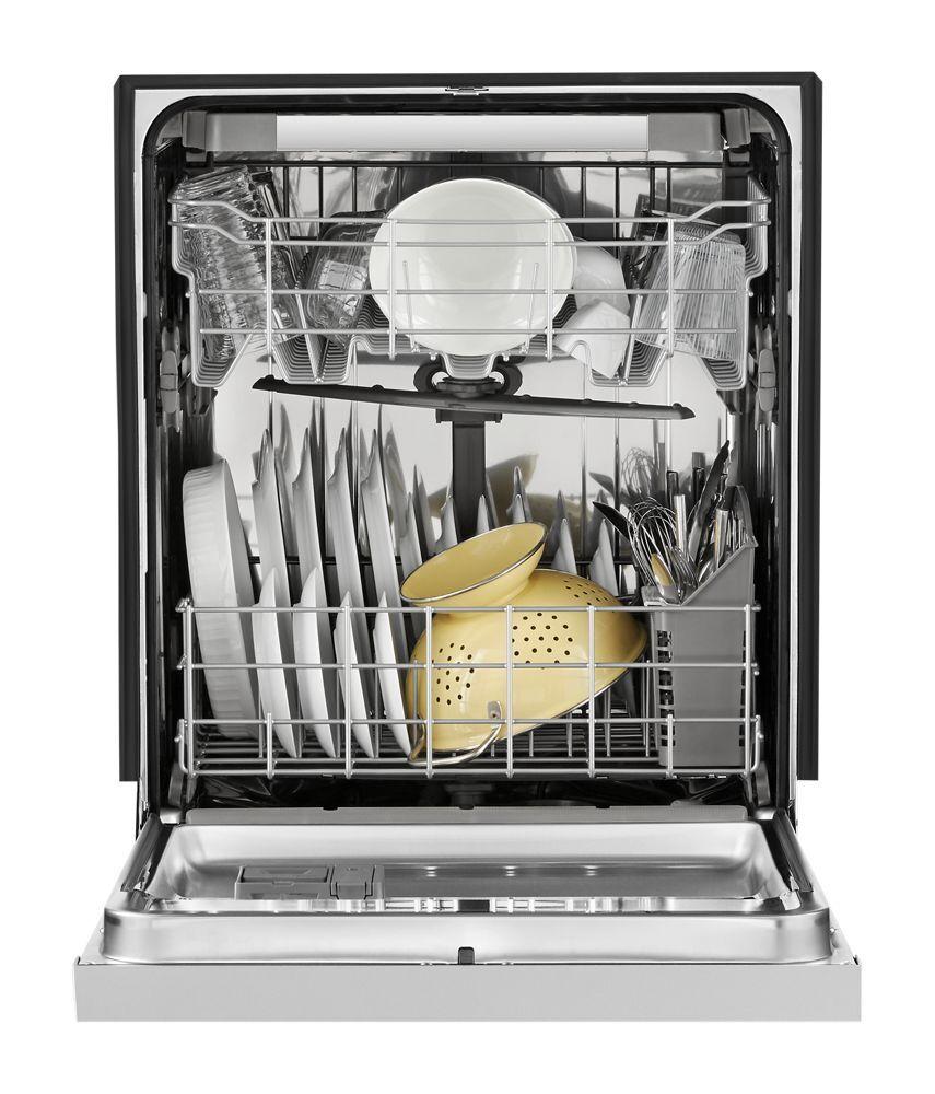Stainless steel dishwasher with third level rack
