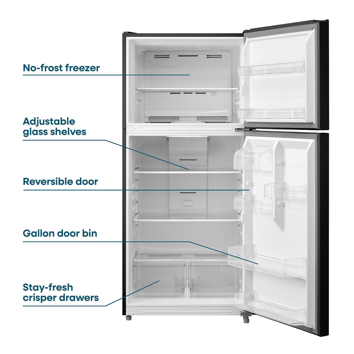 Element Electronics 18.1 cu. ft. Top Freezer Refrigerator - Black, ENERGY STAR (ERT18CSEB)