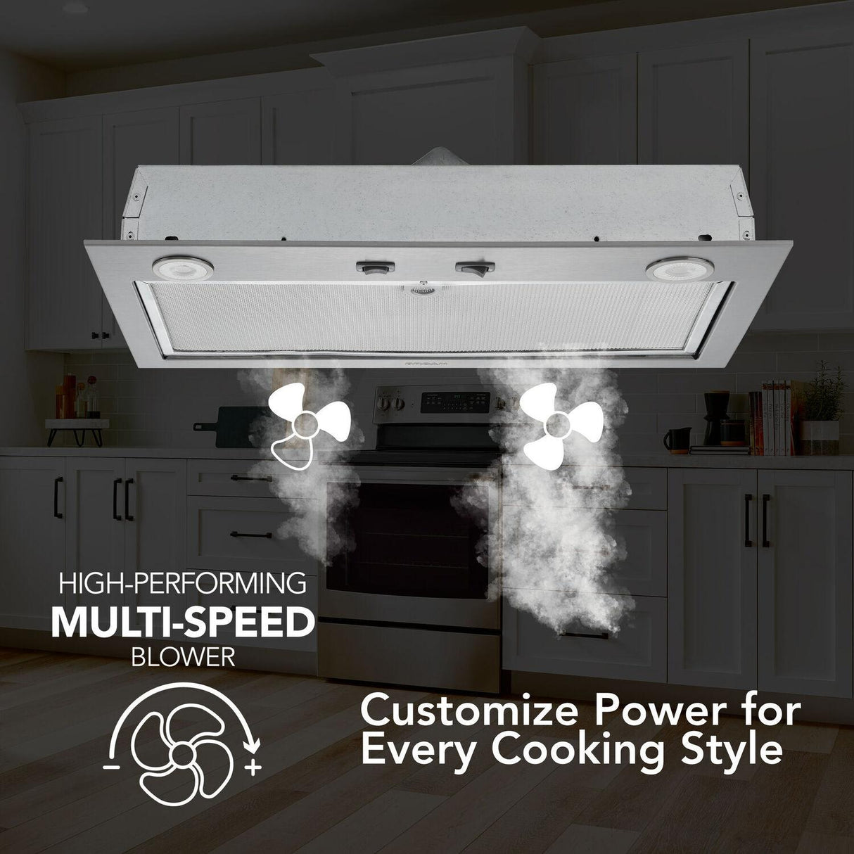 Broan® 21-Inch Custom Range Hood Power Pack Insert w/ Easy Install System, 300 Max Blower CFM, Stainless Steel
