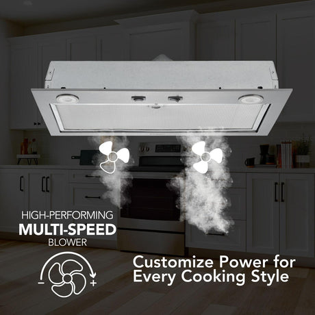 Broan® 21-Inch Custom Range Hood Power Pack Insert w/ Easy Install System, 300 Max Blower CFM, Stainless Steel