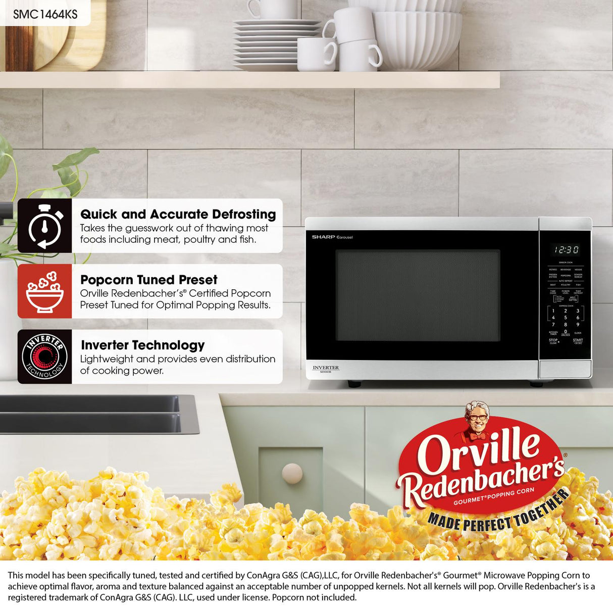 Sharp 1.4 cu. ft. 1100W Stainless Steel Countertop Microwave Oven with Inverter Technology