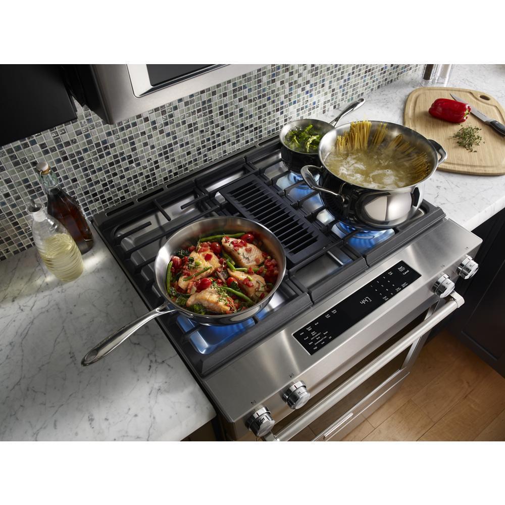 30-Inch 4-Burner Dual Fuel Downdraft Slide-In Range