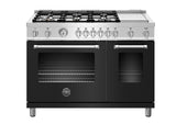 48 inch All Gas Range, 6 Burner and Griddle Nero Matt