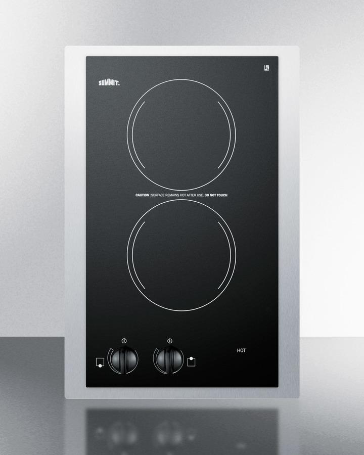 15" Wide 230v 2-burner Radiant Cooktop