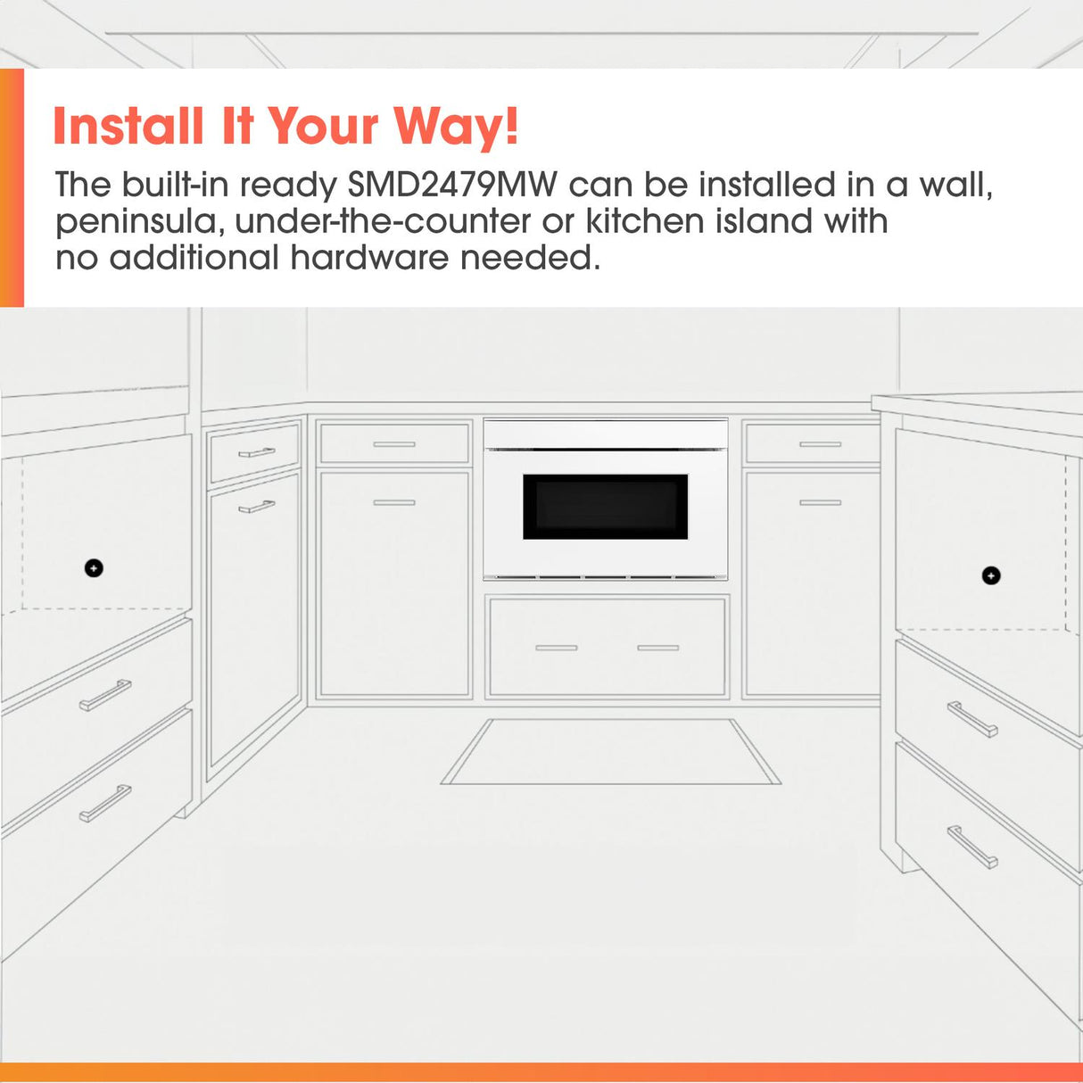 Sharp 24 in. 1.2 cu. ft. Deco Series Built-In Smart Microwave Drawer™ Oven with Easy Wave Open in White