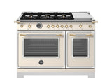 48" Heritage Series range - Gas Oven - 6 brass burners + griddle