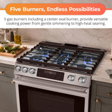 30 in. 5 Burner 6.1 cu. ft. Slide-in Gas Range with True European Convection