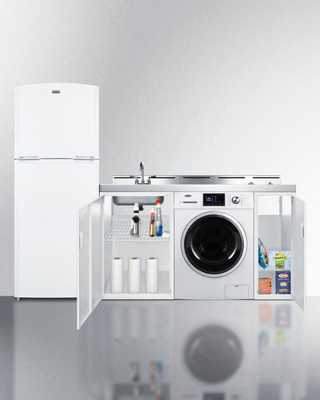 86" Wide All-in-one Kitchenette With Washer/dryer Combo