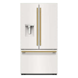 30 Cu. Ft. 36-Inch French Door Refrigerator with Exterior Water and Ice Dispenser and Wood-Look Sliding Tray in Porcelain White