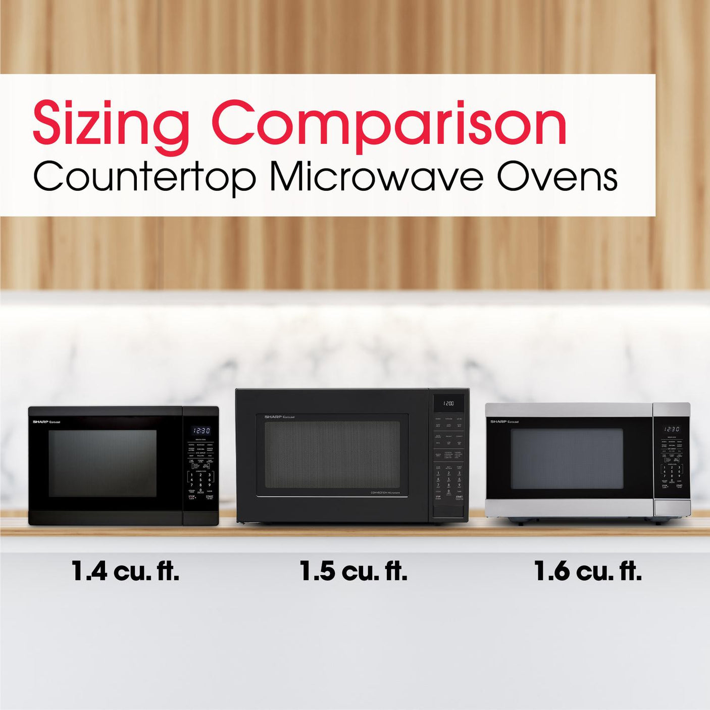 Sharp 1.4 cu. ft. 1100W Black Countertop Microwave Oven
