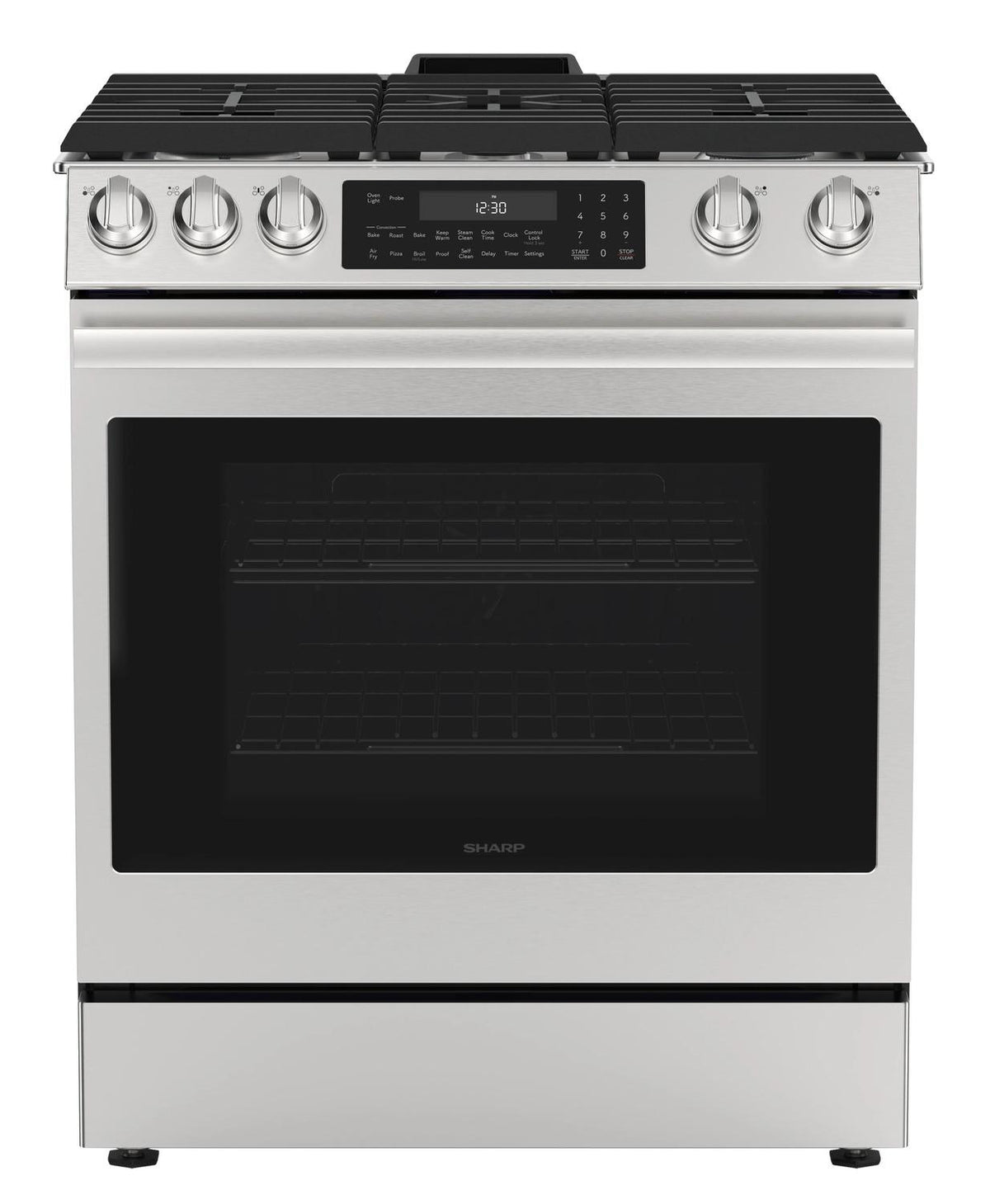 30 in. 5 Burner 6.1 cu. ft. Slide-in Gas Range with True European Convection