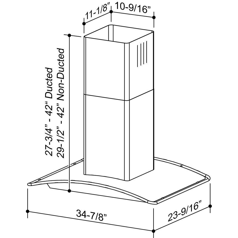 **DISCONTINUED** Broan® 36-Inch Convertible Arched Stainless Steel Island Range Hood, 450 CFM