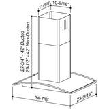 **DISCONTINUED** Broan® 36-Inch Convertible Arched Stainless Steel Island Range Hood, 450 CFM