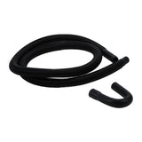 8' Black washer drain hose with molded and straight plastic fittings, U-shape rubber nozzle, and spring clamp - 1 pack
