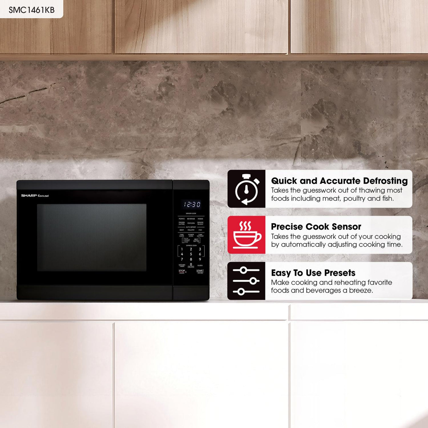 Sharp 1.4 cu. ft. 1100W Black Countertop Microwave Oven