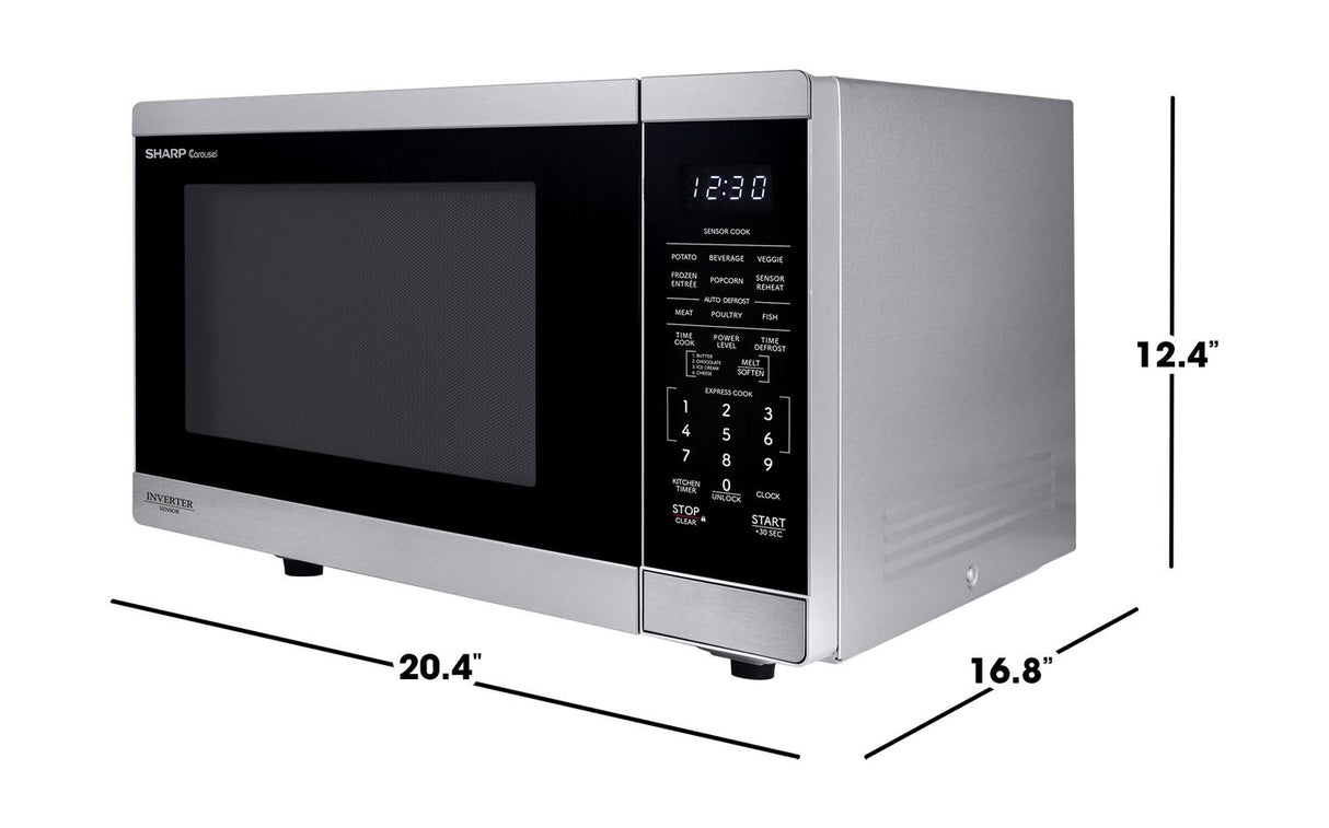 Sharp 1.4 cu. ft. 1100W Stainless Steel Countertop Microwave Oven with Inverter Technology