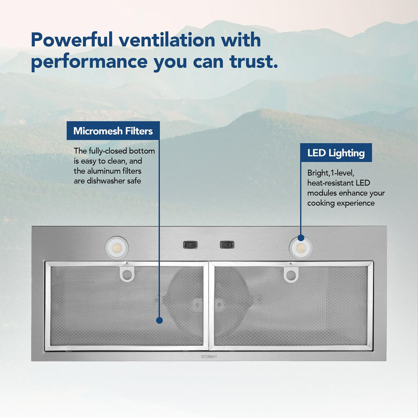 Broan® 30-Inch Built-In Power Pack Insert w/ Easy Install System, 300 Max Blower CFM, Stainless Steel