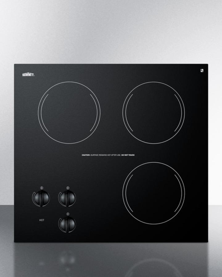 22" Wide 230v 3-burner Radiant Cooktop