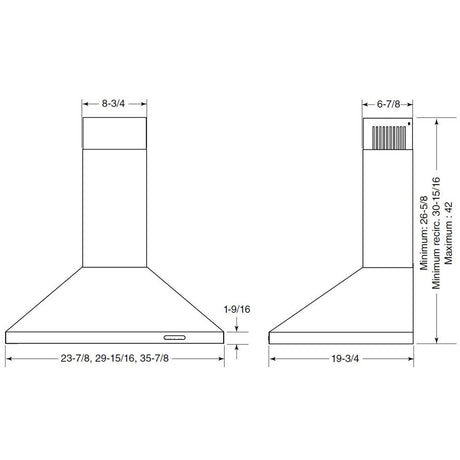 Broan® Elite EW48 Series 36-Inch Pyramidal Chimney Range Hood, 460 Max Blower CFM, Stainless Steel
