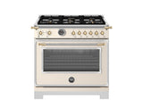 36" Heritage Series range - Electric self clean oven - 6 brass burners