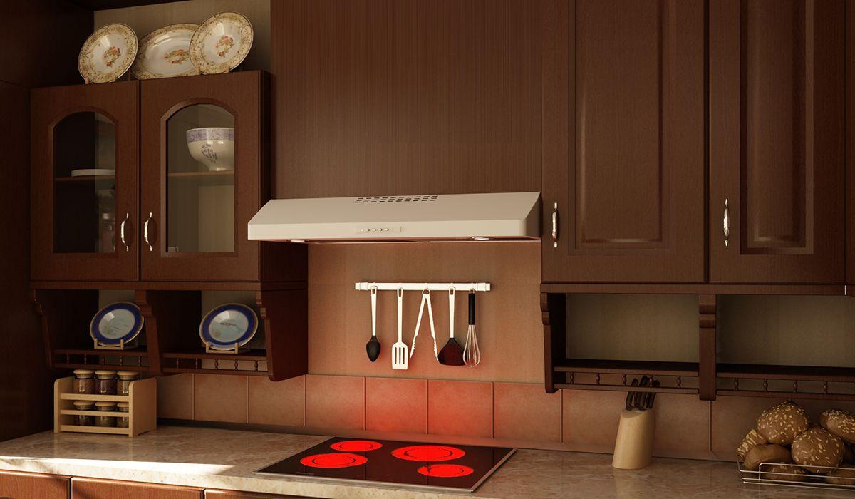 36" under cabinet hood white