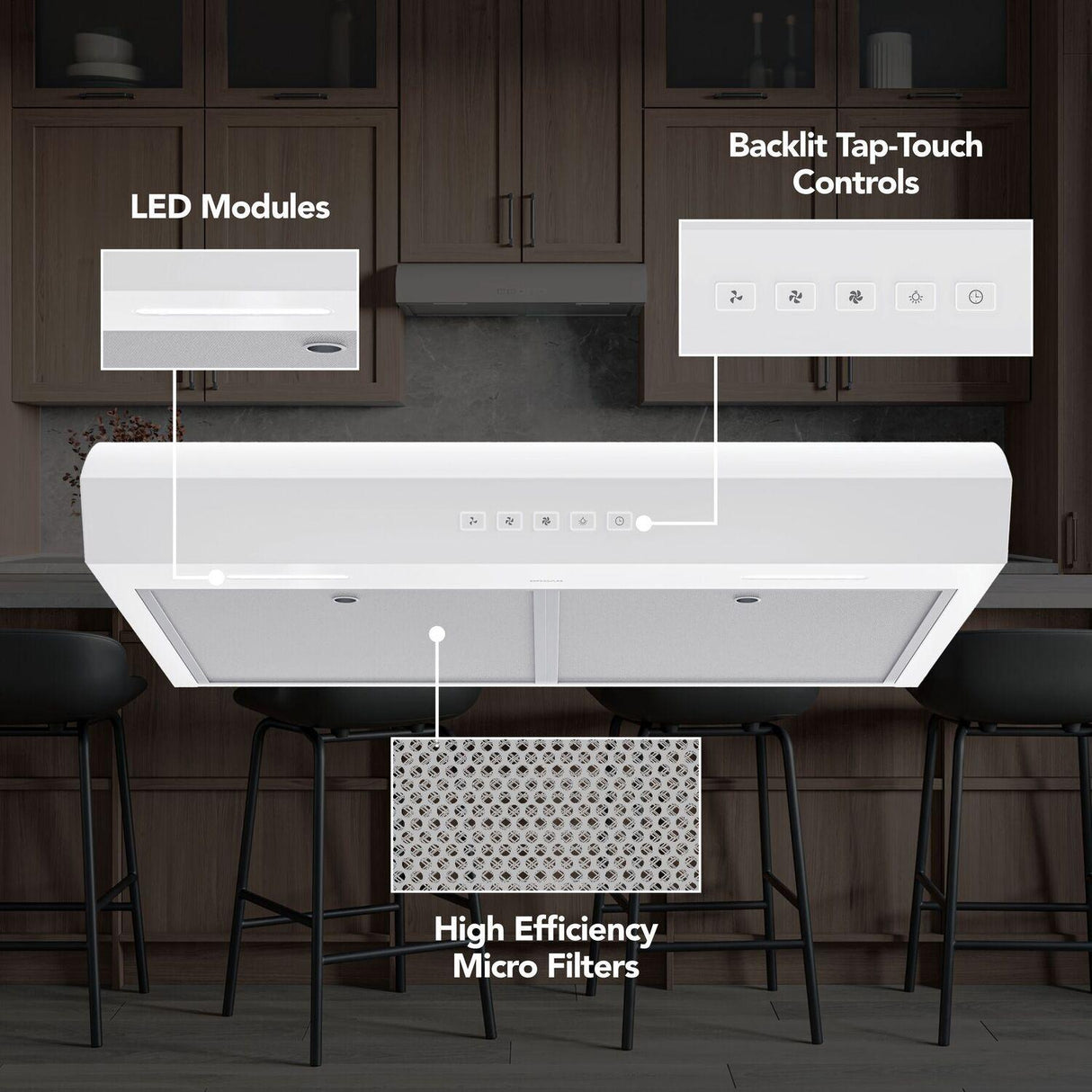 Broan-NuTone 30-Inch Under Cabinet Range Hood, ENERGY STAR, 350 Max Blower CFM, White