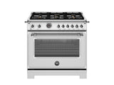 36 inch Dual Fuel Range, 6 Brass Burner and Cast Iron Griddle, Electric Self-Clean Oven Stainless Steel