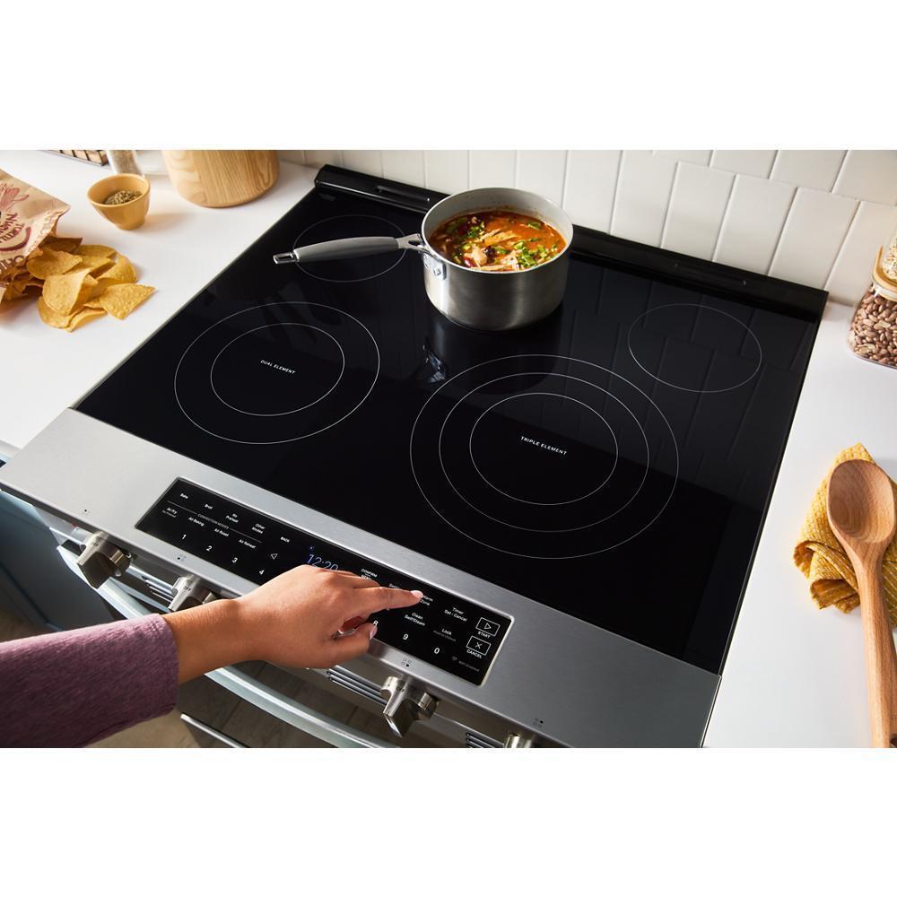 30-inch Smart Slide in Electric Range with Air Cooking Technology, No Preheat Air Fry, WipeClean™ Coating, Steam/Self Clean and High Speed Preheat