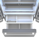 Sharp 26.5 cu.ft. Counter Depth 36 in. French 3-Door Refrigerator with Internal Water Dispenser in Stainless Steel