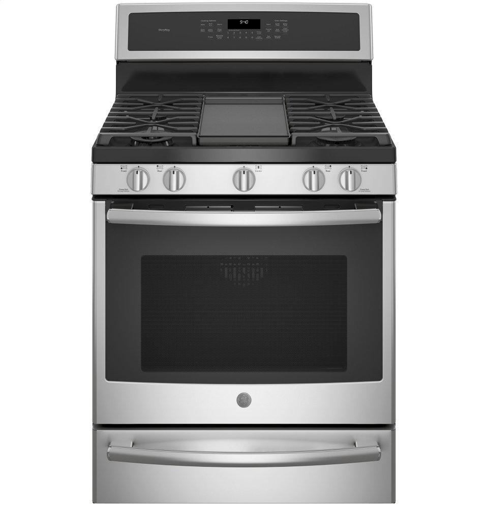 GE Profile™ 30" Smart Dual-Fuel Free-Standing Convection Range with Warming Drawer