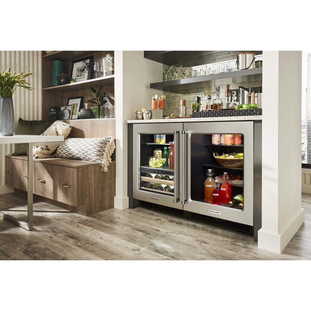 24" Beverage Center with Glass Door and Wood-Front Racks