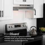Broan® 30-Inch Convertible Under-Cabinet Range Hood, Stainless Finish with PrintGuard, 230 MAX Blower CFM