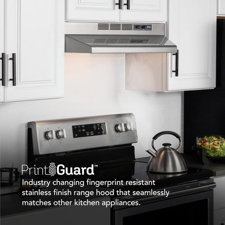 Broan® 30-Inch Convertible Under-Cabinet Range Hood, Stainless Finish with PrintGuard, 230 MAX Blower CFM