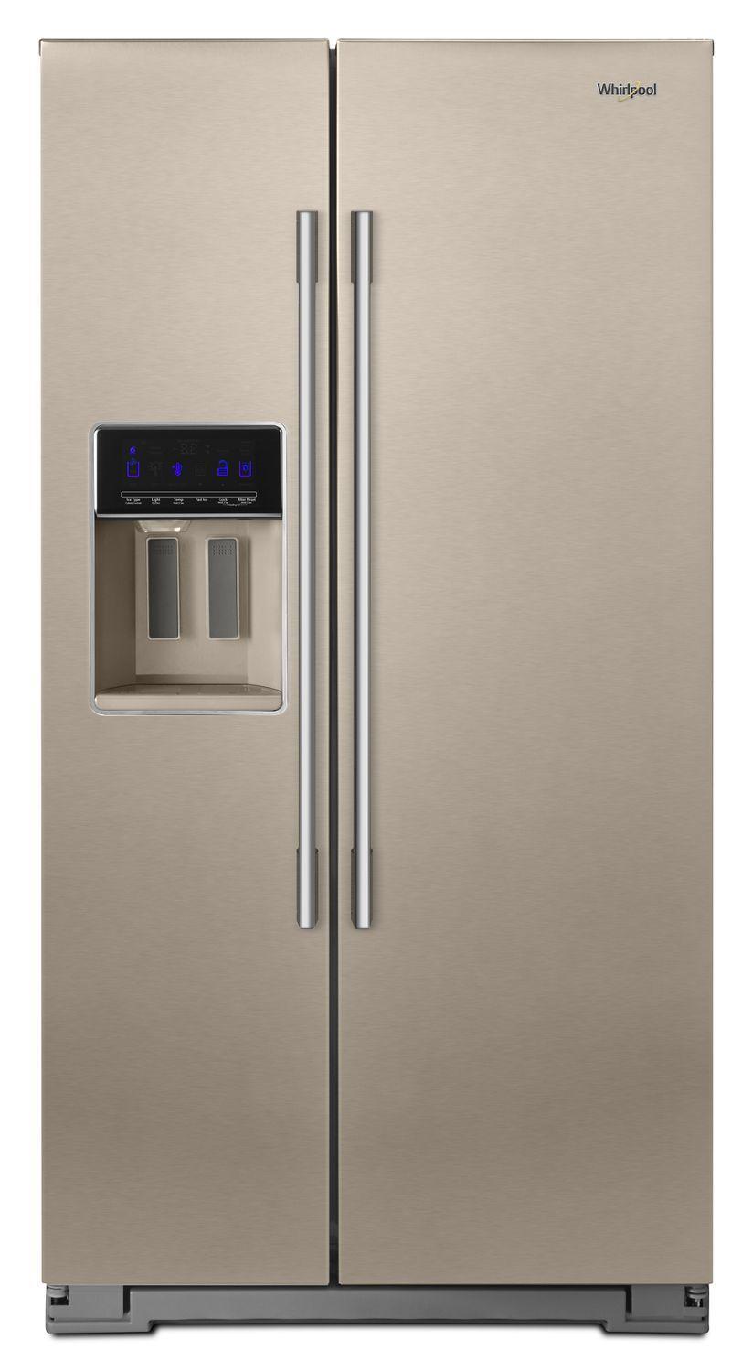 36-inch Wide Contemporary Handle Side-by-Side Refrigerator - 28 cu. ft. Fingerprint Resistant Sunset Bronze