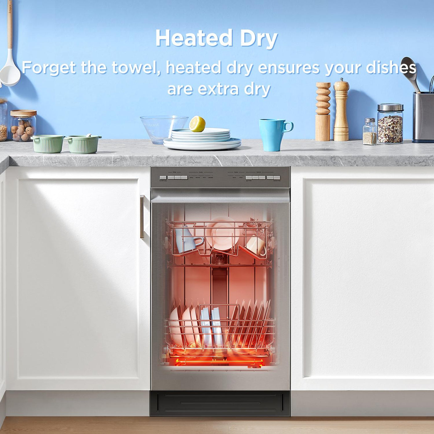 Midea 18" Front Control Dishwasher with Heated Dry