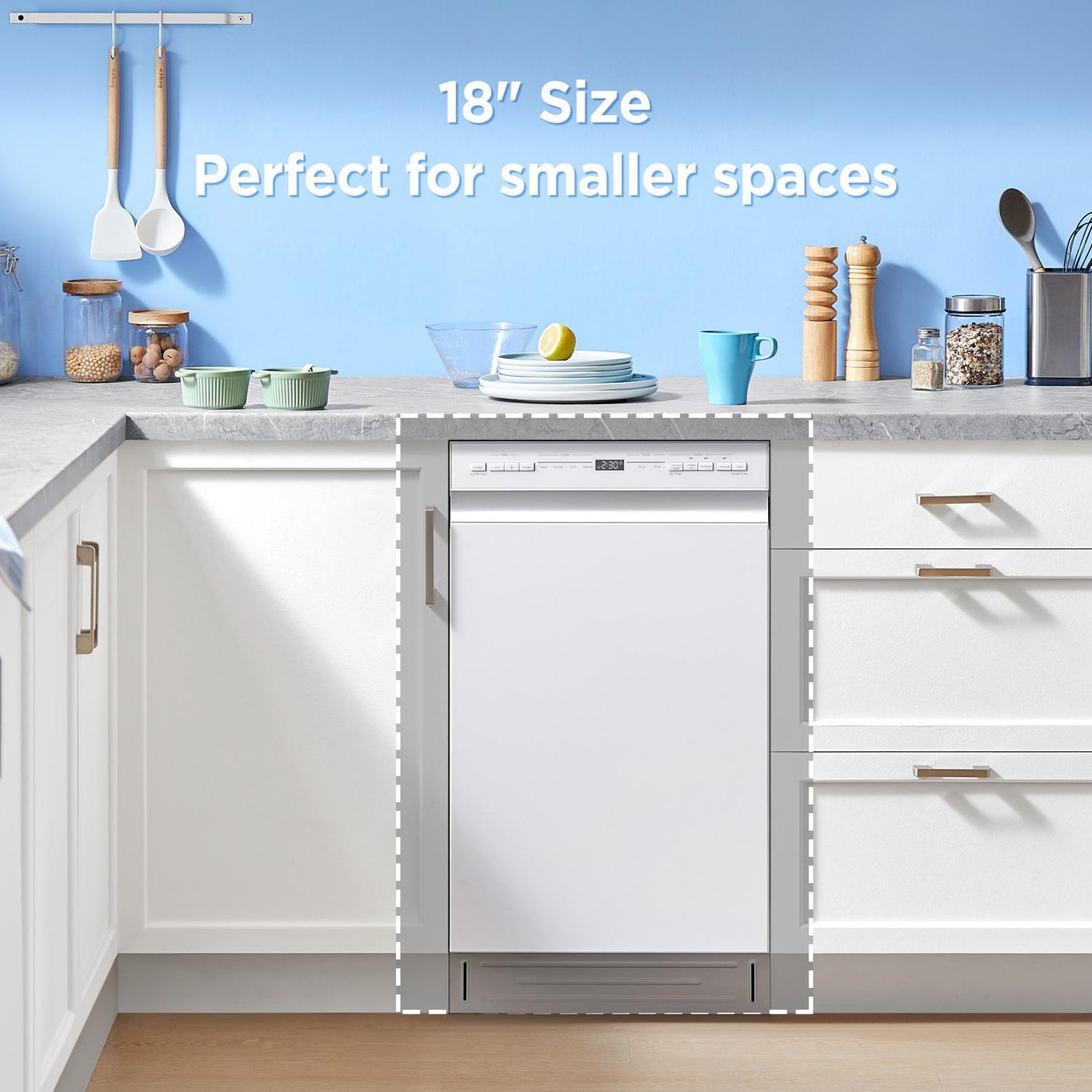 Midea 18" Front Control Dishwasher with Heated Dry