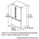 800 Series French Door Bottom Mount Refrigerator 36'' Easy clean stainless steel B36CT81SNS