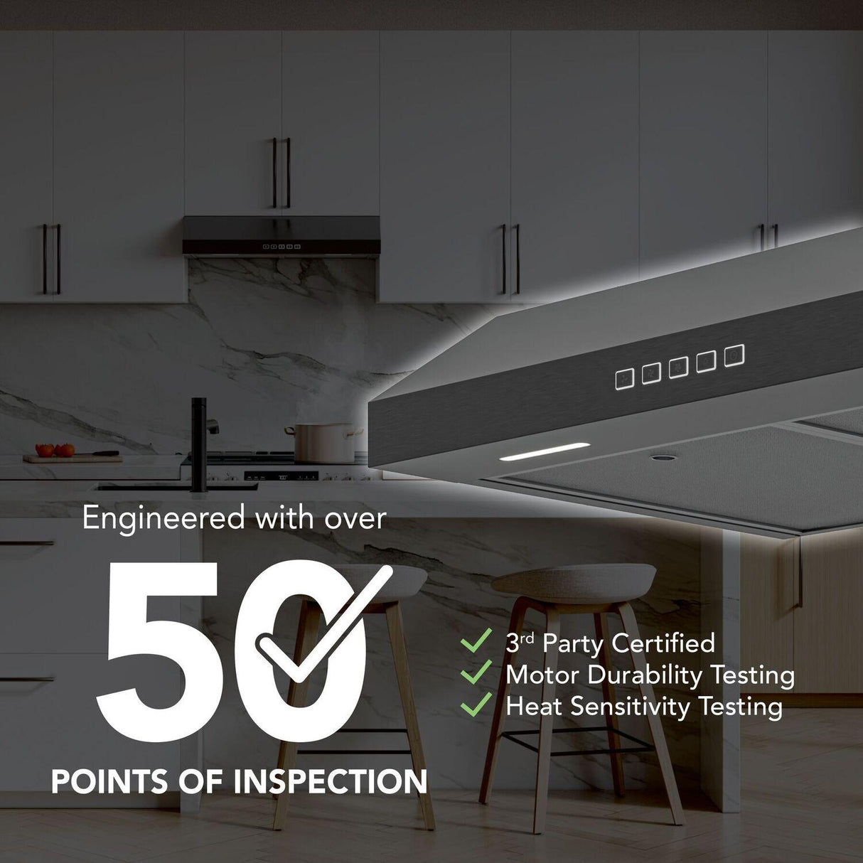 Glacier 36-Inch 350 MAX Blower CFM 1.5 Sones Black Stainless Range Hood