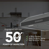 Glacier 36-Inch 350 MAX Blower CFM 1.5 Sones Black Stainless Range Hood