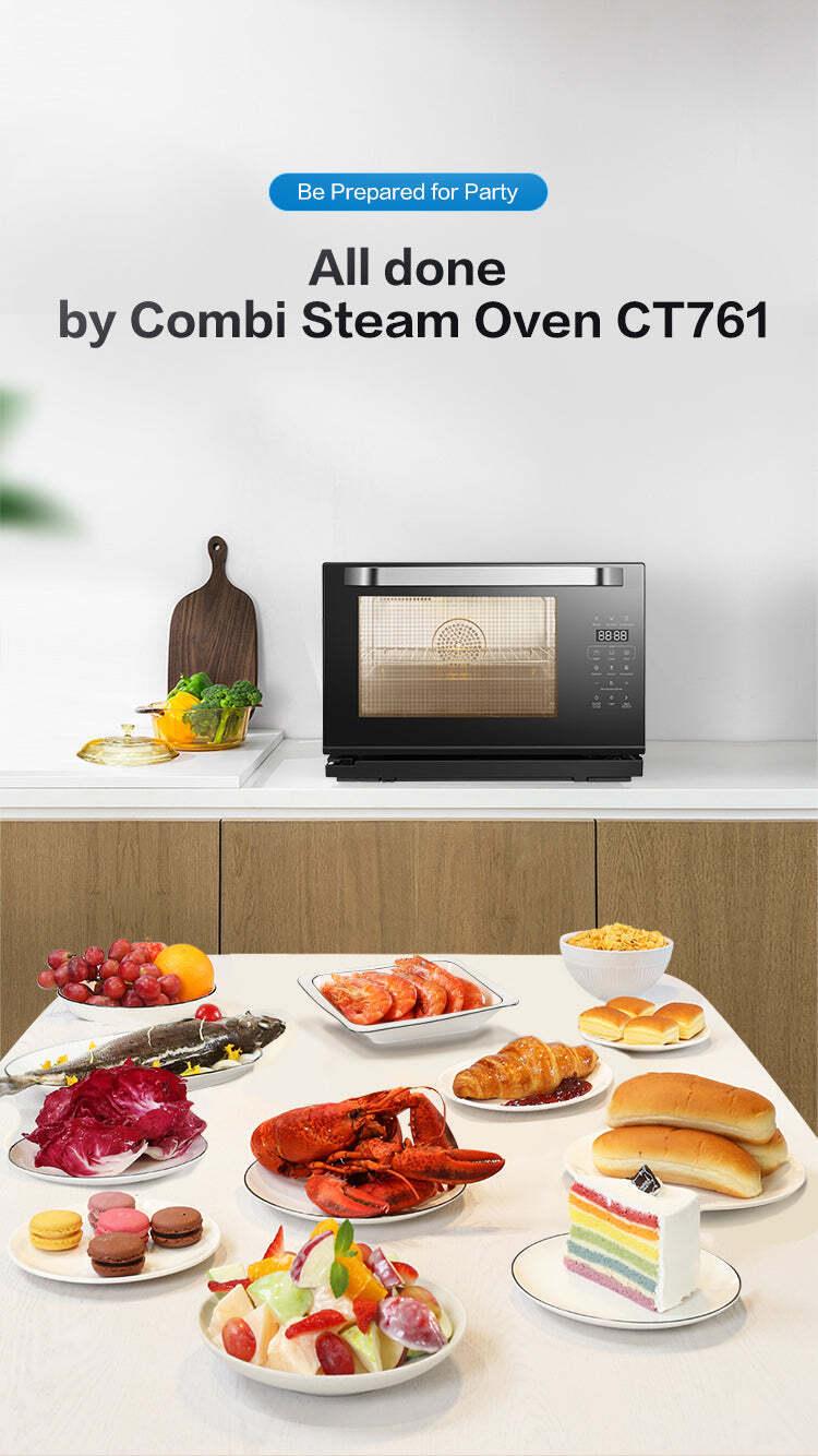 ROBAM ROBAM Portable Steam Oven 6-Slice Black Convection Toaster Oven with Rotisserie (1550-Watt)