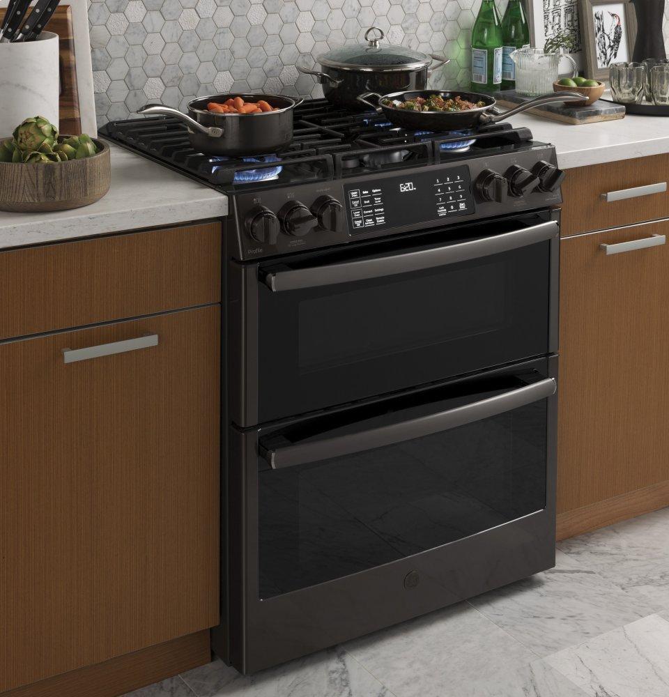 GE Profile™ 30" Smart Slide-In Front-Control Gas Double Oven Convection Range