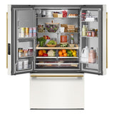 30 Cu. Ft. 36-Inch French Door Refrigerator with Exterior Water and Ice Dispenser and Wood-Look Sliding Tray in Porcelain White
