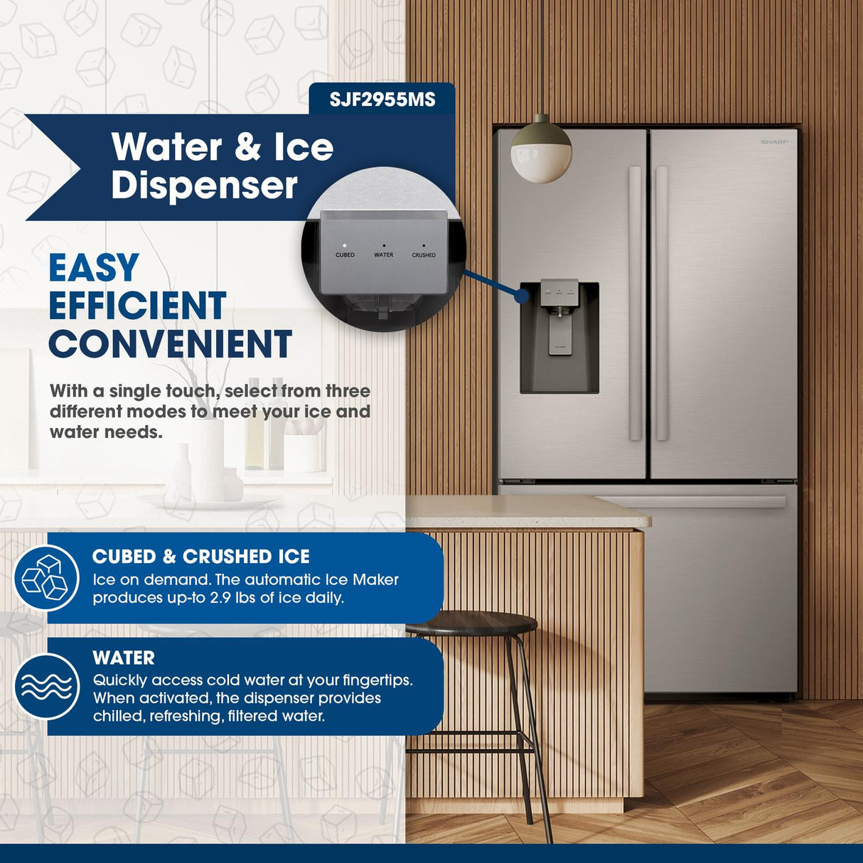 28.9 cu.ft. Standard Depth 36 in. French 3-Door Refrigerator with Water Dispenser in Stainless Steel