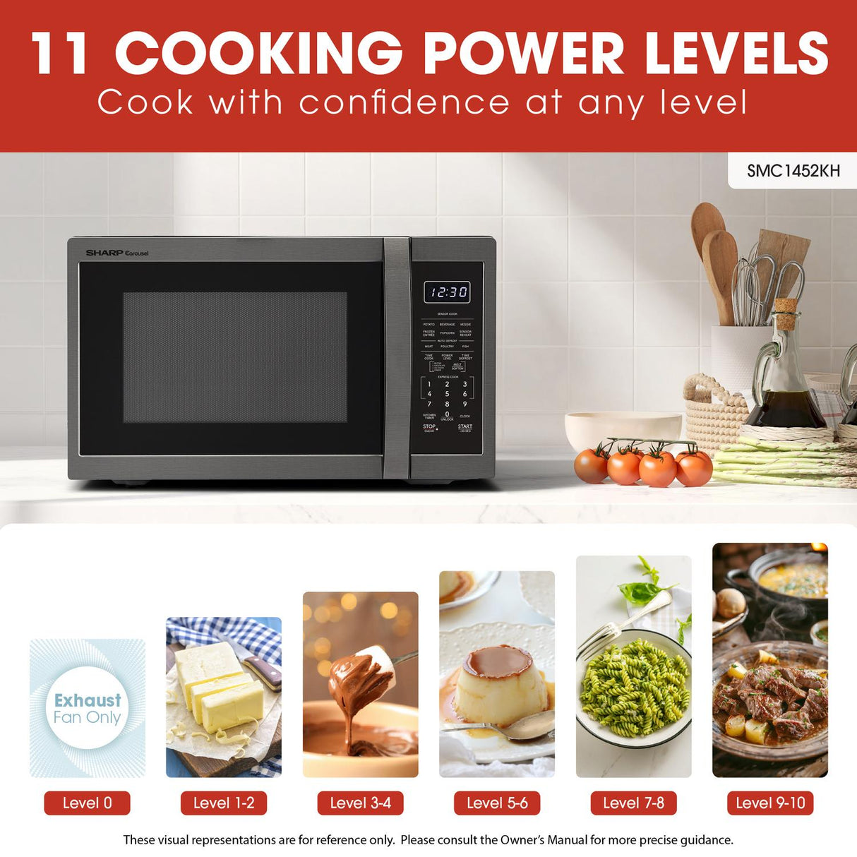 Sharp 1.4 cu. ft. 1100W Black Stainless Steel Countertop Microwave Oven