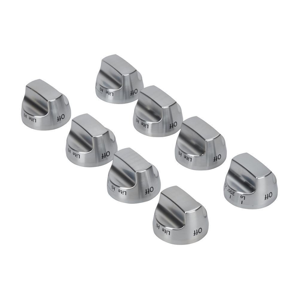 KitchenAid 36-IN/48-IN Range Bladed, Stemless Burner Knobs Kit (Set of 8) - Stainless Steel (Includes One Griddle and Grill)
