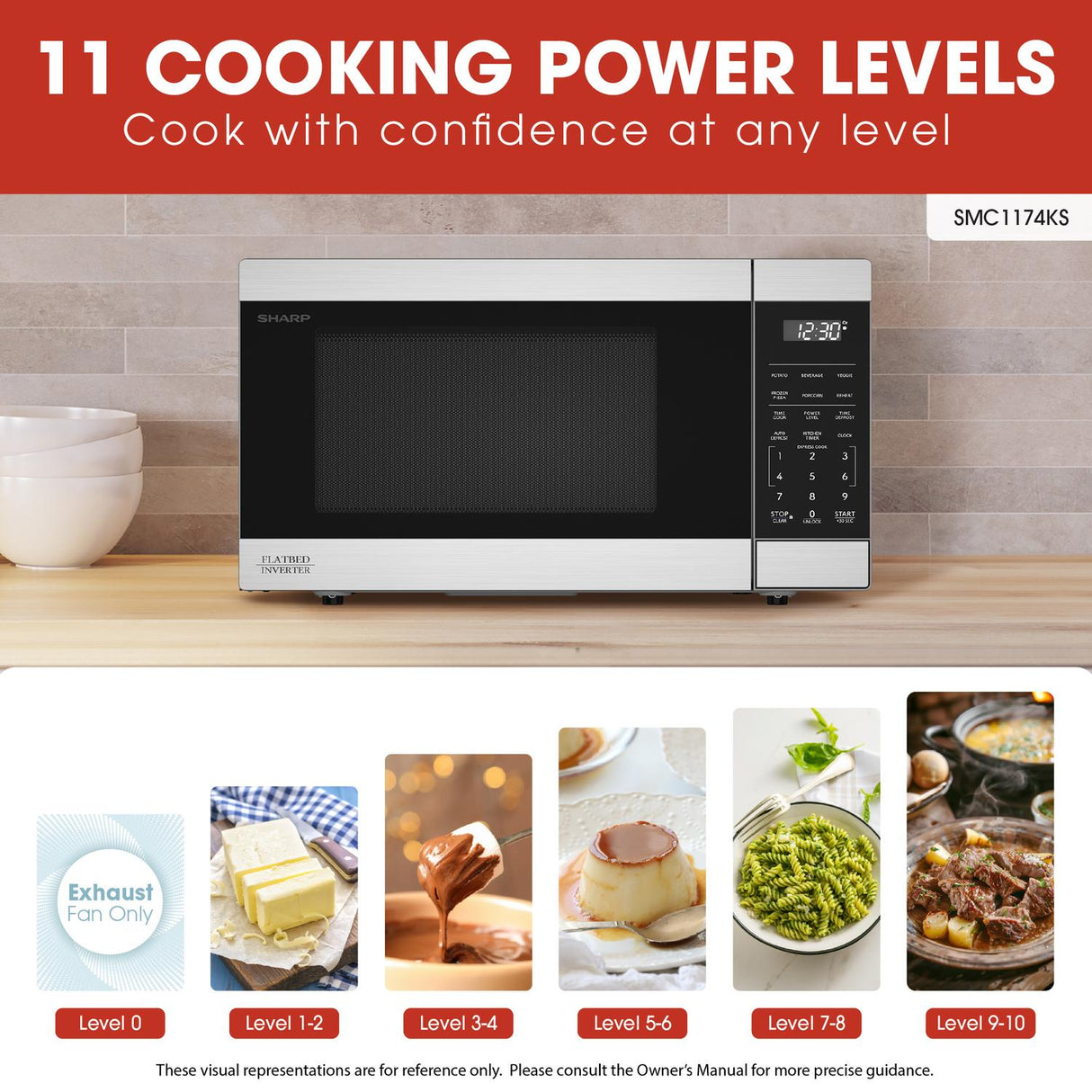 Sharp 1.1 cu. ft. 1100W Flatbed Countertop Microwave Oven with Inverter Technology