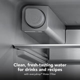 30 Cu. Ft. 36-Inch French Door Refrigerator with Exterior Water and Ice Dispenser and Wood-Look Sliding Tray in Porcelain White